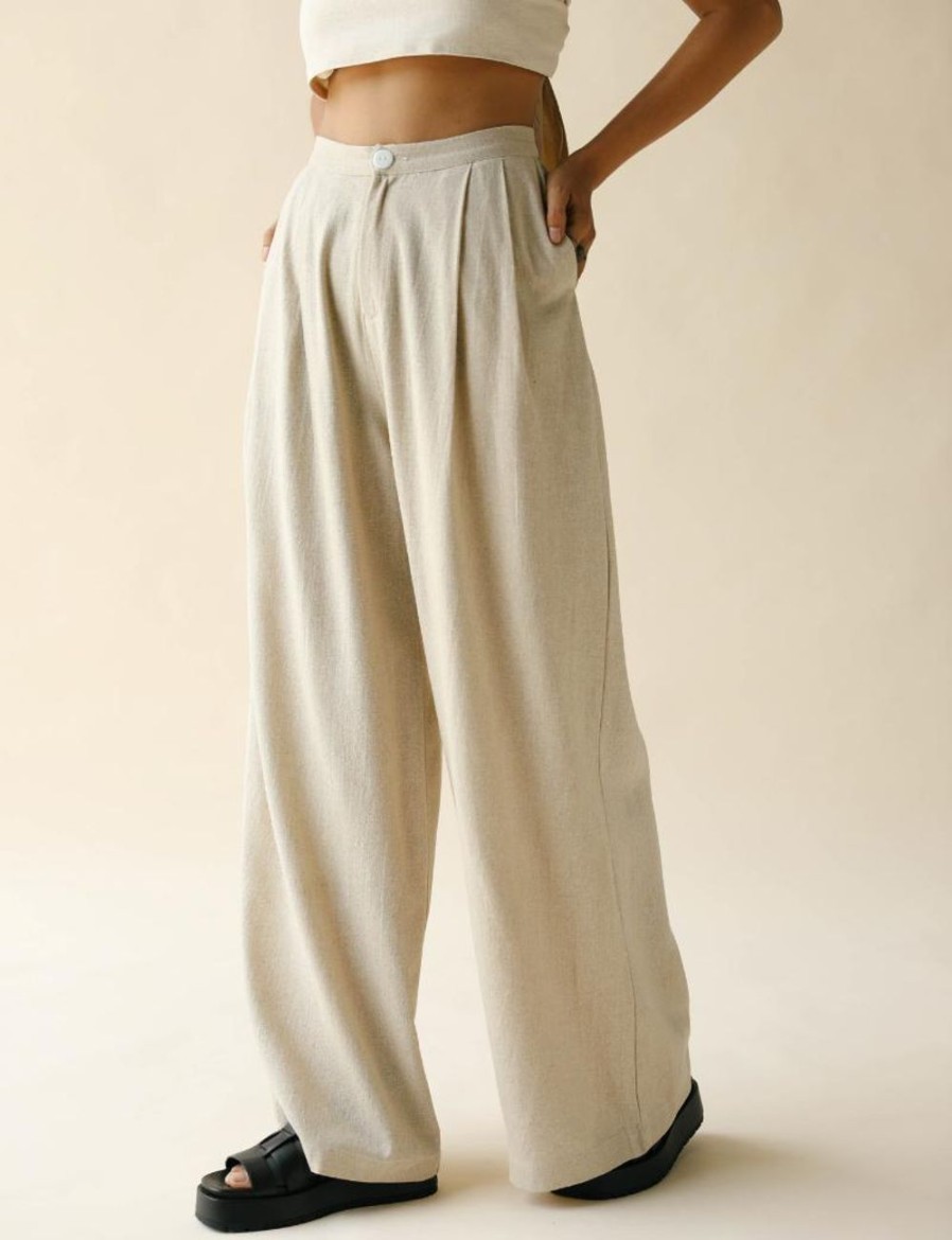 Women FARA Boutique | Rory Raw Silk Trouser Natural