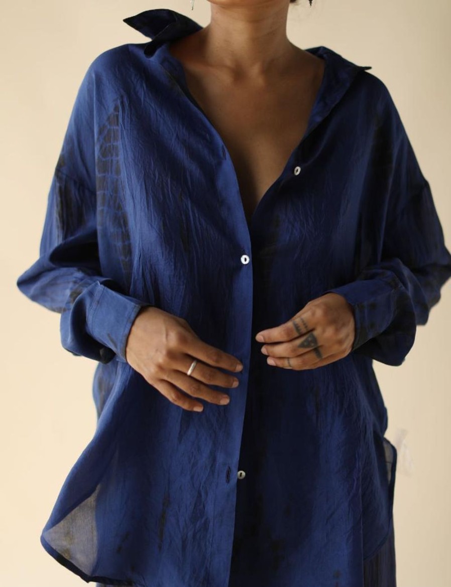 Women FARA Boutique | Relaxed Shirt Midnight Tie Dye