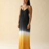 Women FARA Boutique | Juno Maxi Slip Dress Black Sun Dip Dye