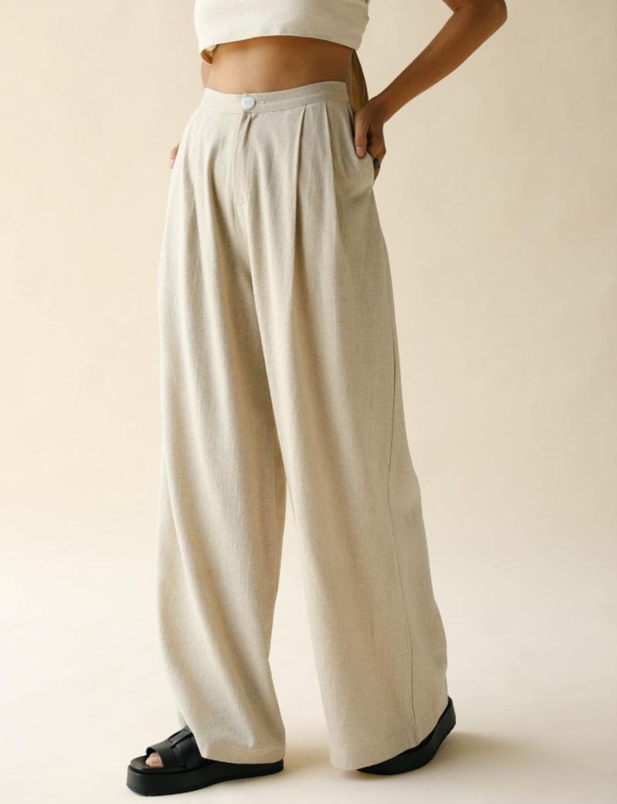 Women FARA Boutique | Rory Raw Silk Trouser Natural