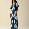 Women FARA Boutique | Aphrodite Maxi Dress Navy Flower Tie Dye