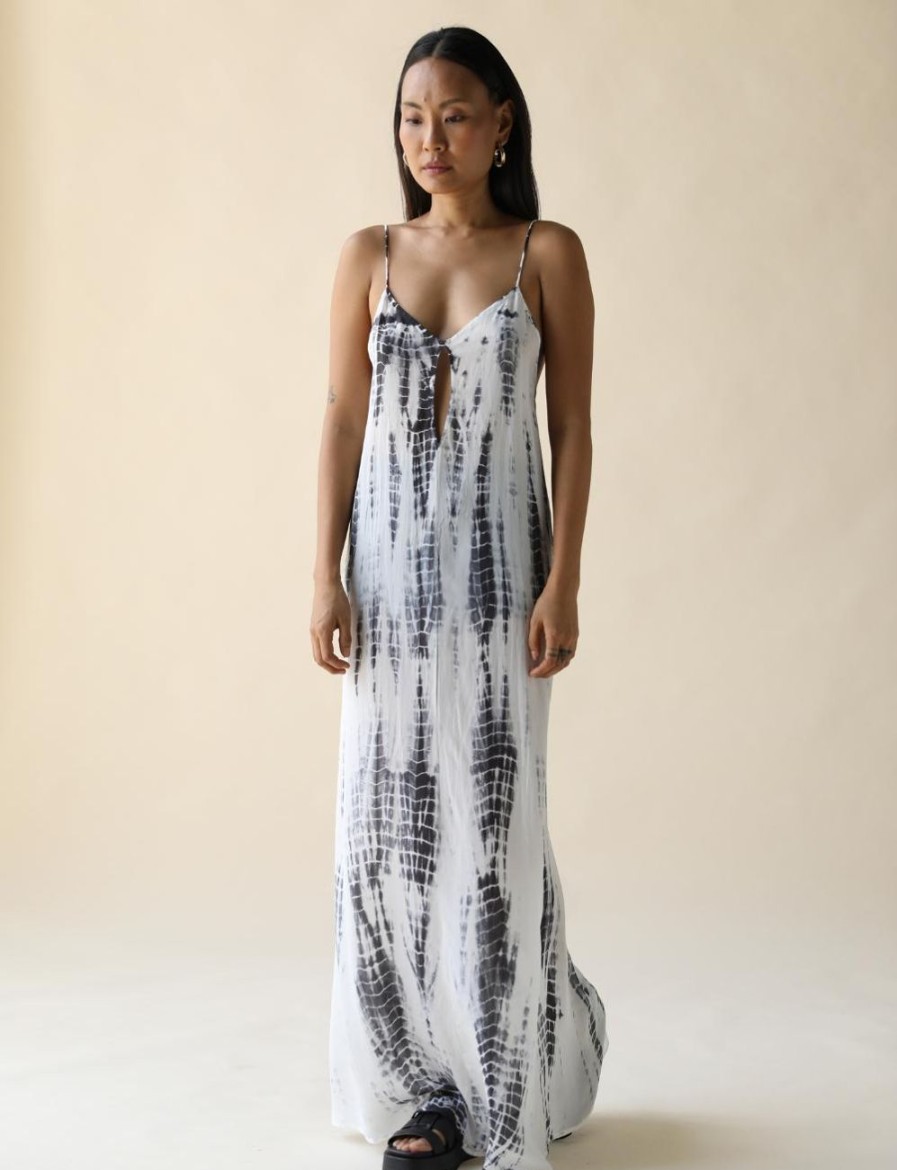 Women FARA Boutique | Juno Maxi Slip Dress Ash Tie Dye