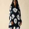 Women FARA Boutique | Oversized Shirt Navy Flower Tie Dye