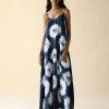 Women FARA Boutique | Cosmos Maxi Dress Navy Flower Tie Dye