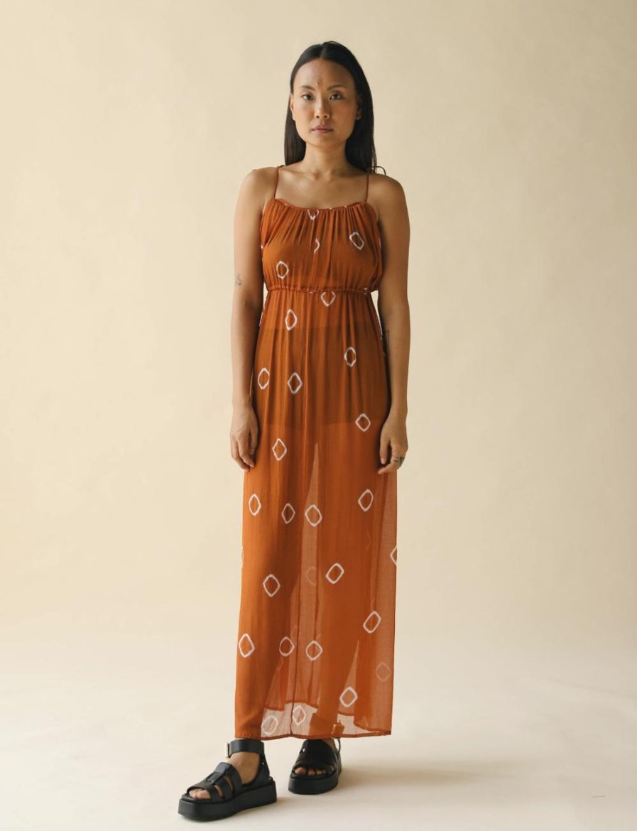 Women FARA Boutique | Gigi Maxi Dress Flame Bandhani