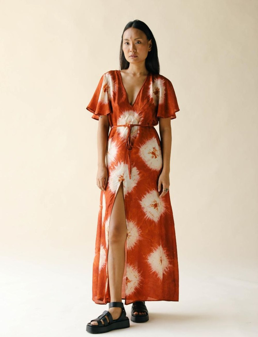 Women FARA Boutique | Aphrodite Maxi Dress Flame Flower Tie Dye