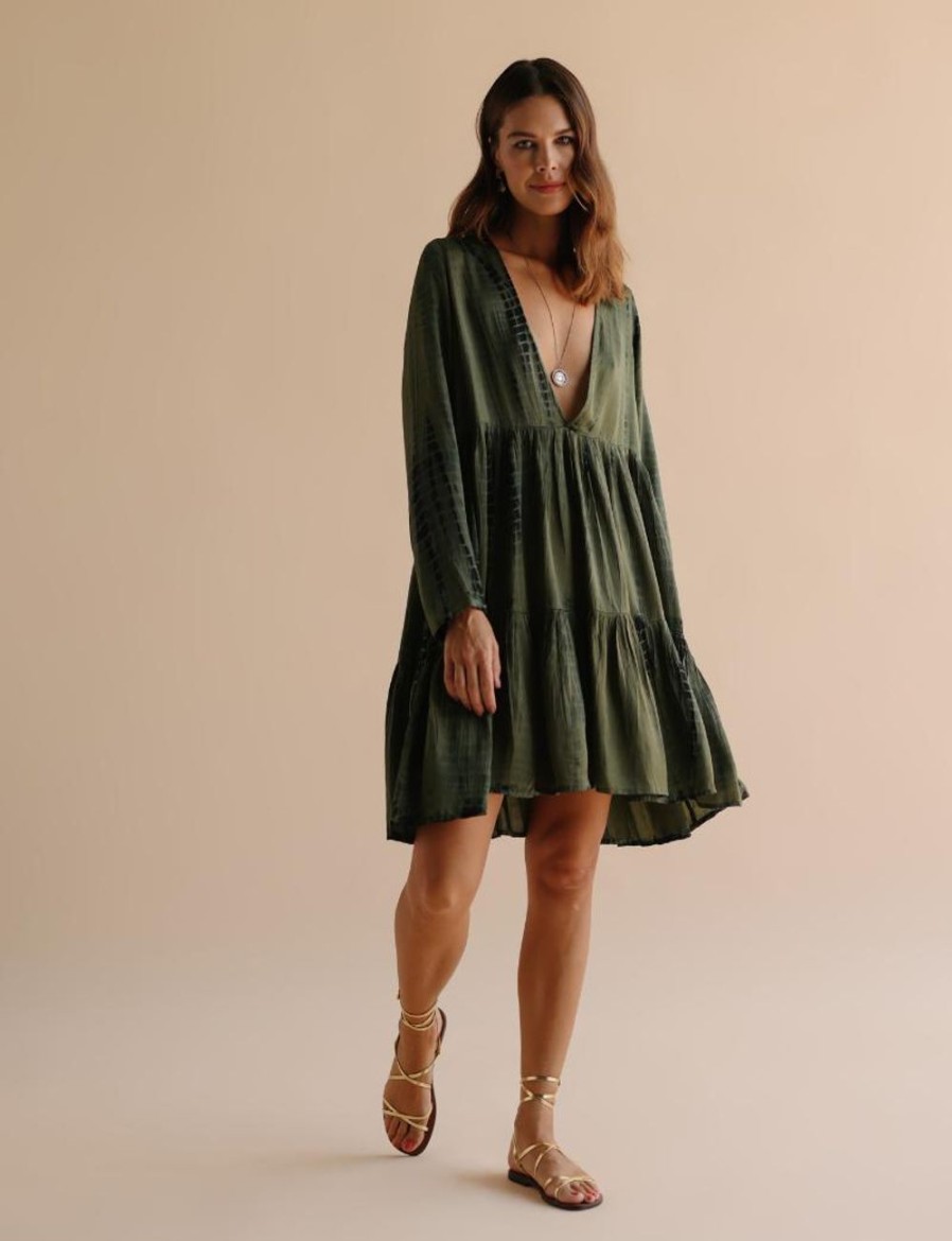 Women FARA Boutique | Rune Midi Dress Olive Tie Dye