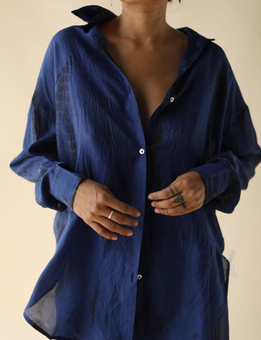 Women FARA Boutique | Relaxed Shirt Midnight Tie Dye