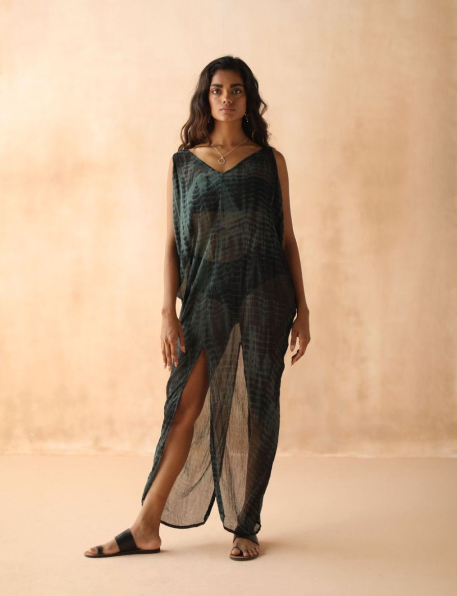 Women FARA Boutique | La Plage Kaftan Tourmaline Tie Dye