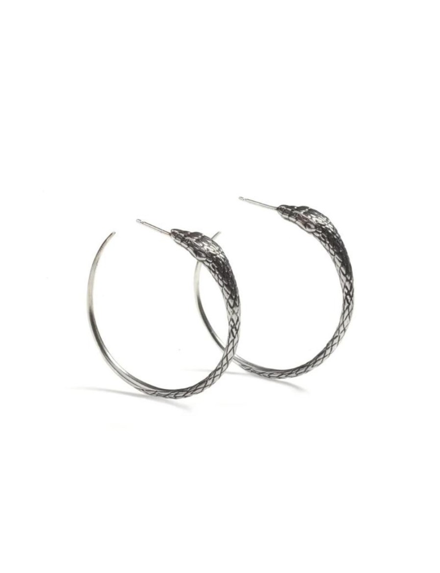 Women FARA Boutique | Ouroboros Snake Hoops Silver