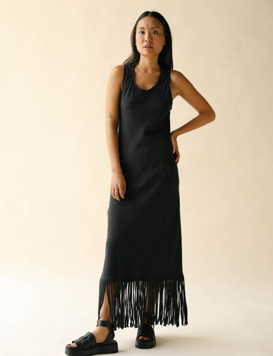 Women FARA Boutique | Nomad Fringe Dress Black